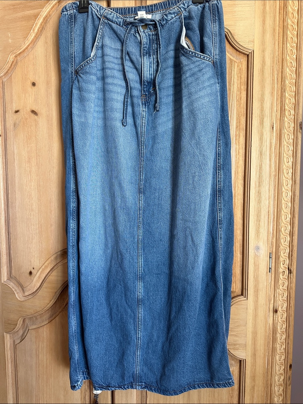 Men's Blue Denim Drawstring Jeans Skirt
